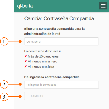 Network configuration screen