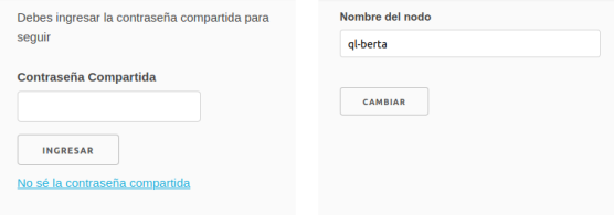 Node configuration screen